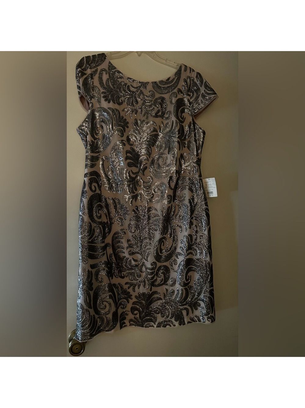 Adrianna Papell Sequined Patterned Cap Sleeve Dress - Picture 7 of 9
